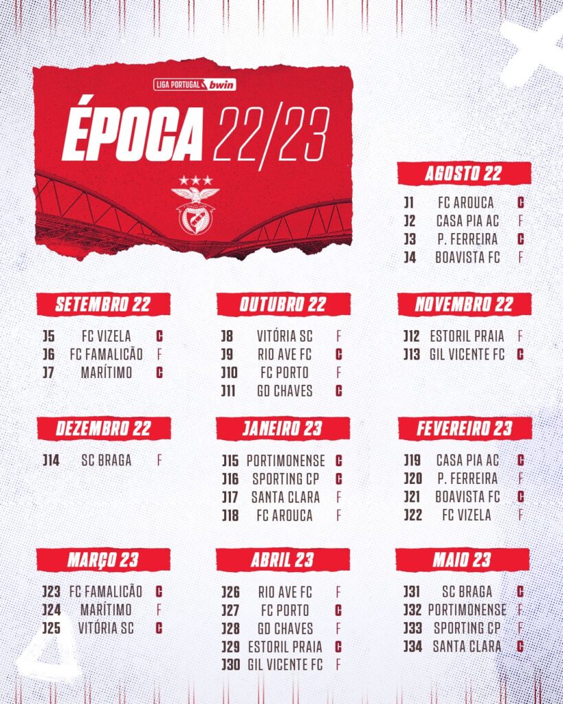 Calendario Benfica 2022 23