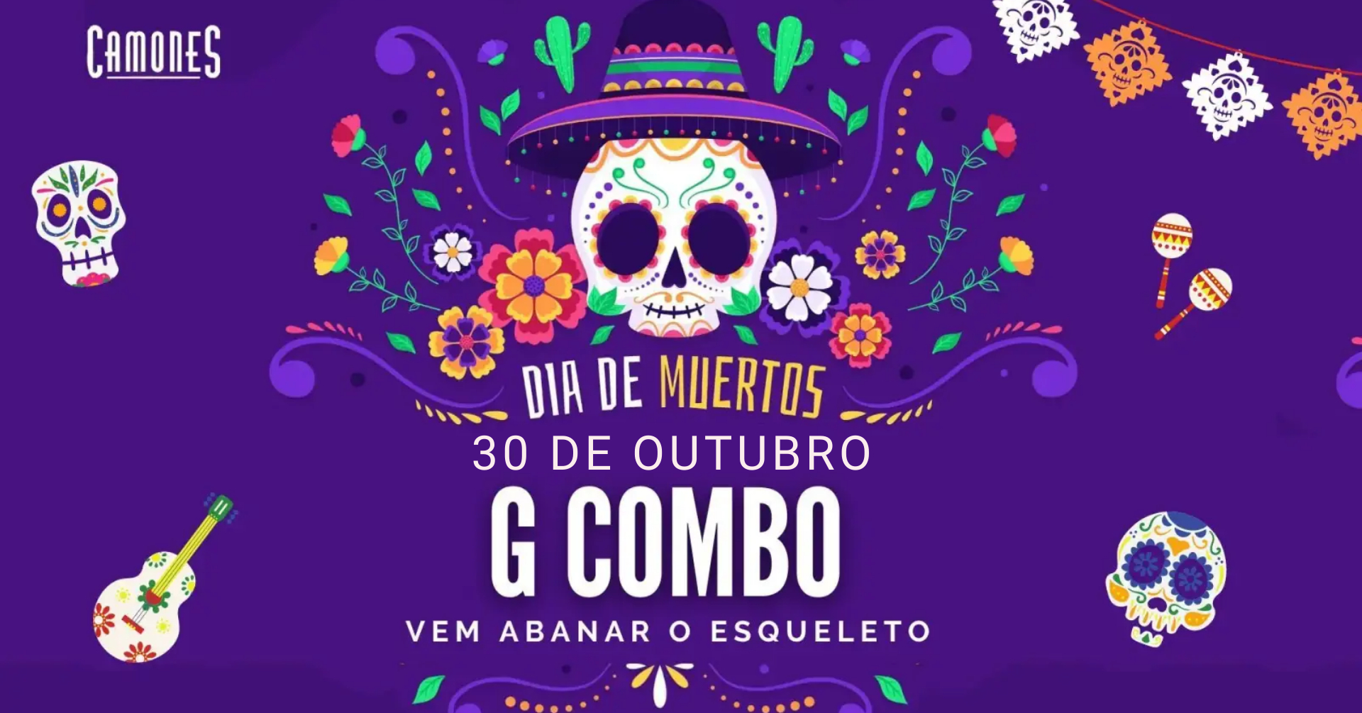 Preparado para abanar o esqueleto? No dia mais assustador no ano, a noite é nossa com muita dança e música tocada pelos G combo - de arrepiar o esqueleto. Estás convidado dia 30 de Outubro às 20h30! Entrada: 5 esqueletos ☠️ ð¸ Freepik