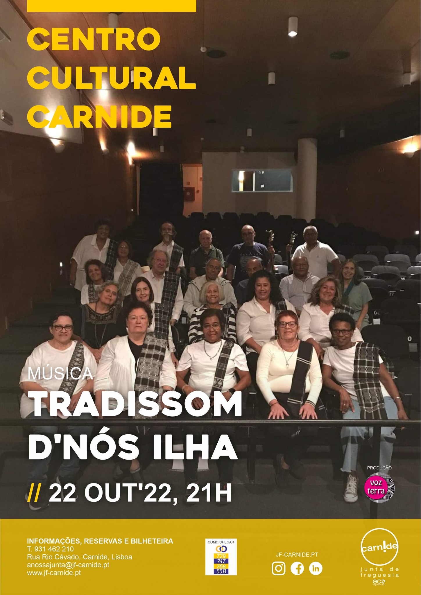 Espetáculo sobre a música tradicional de Cabo Verde com o Coro Voz Terra dirigido por Heloisa Monteiro.