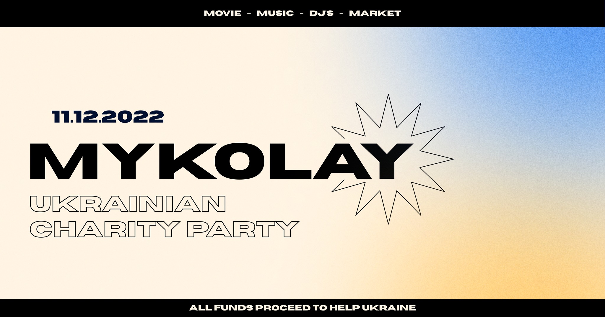 It's already December, which means it's time for jingle bells, hot cocoa and... fun moments & good vibes ð We invite you on 11.12 to Mykolay – a Christmas charity event with a Ukrainian touch. Tickets presale: https://ottry.com/services/warp/mykolay?locale=en ððEVERY TICKET HELPSðð Join us early for the screening of Mustache Funk film and see how Ukrainians lit up the pop scene 50 years ago. The rebellious culture of Ukrainian music of the late 60s will not leave you indifferent ð½ Ukrainian music modern: live from Grisly Faye and DJ sets with ethnic flavours from Masha Efy, Vlad Fisun, and Kiana Nastya. Did you know that Ukrainian disco, techno and electro are appreciated all over the world? You will see why ð. Warning☝️ With such a peppy line-up, your muscles might remind you of themselves for a few more daysð _______________________________________________ All proceeds from ticket sales will be donated to the NGO Ordinary People, which provides humanitarian assistance to Ukrainians in de-occupied villages and cities. _______________________________________________ We are waiting for you and your friends on 11.12 at 19:00 in Arroz Estúdios at Av. Infante Dom Henrique Lisboa, Xabregas. *If you currently don’t have an Arroz Estúdios membership, you will be asked to pay 3 EUR for it. Please, have change on you.