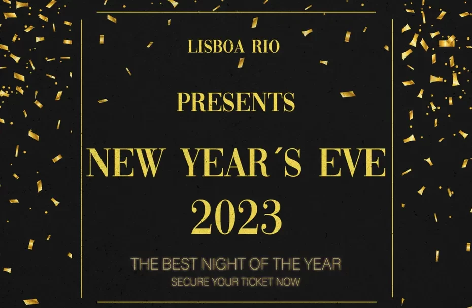 Português: Preparados para a melhor noite do ano?! 2 pistas - dançarinas - glitter e muitas surpresas! A aquisição de bilhete não garante entrada no evento. Caso o dress code e regras de comportamento não sejam cumpridas a entrada no estabelecimento poderá ser vedada. Um cartão sem consumo minímo será entregue à entrada. Em caso de perda será cobrado 50€ - limite máximo do cartão. Dress code obrigatório: Elegant - não é permitida a entrada com calças ou calções de fato de treino/desportivos, camisolas desportivas, calças/cações rasgados, chinelos (estilo havainas e outros) Bilhete não reembolsável em caso de não comparência. English: Ready for the best night of the year?! 2 floors - dancers - glitter and lots of surprises! Ticket purchase does not guarantee entry on the event. If the dress code and rules of behavior are not complied with, entry to the establishment may be prohibited. A card without minimum consumption will be given at the entrance. In case of loss, €50 will be charged - maximum card limit. Mandatory dress code: Elegant - it's not allowed to enter with tracksuit/sports pants or shorts, sports shirts and flip-flops. No ripped jeans or shorts allowed. Non-refundable ticket in case of no-show.