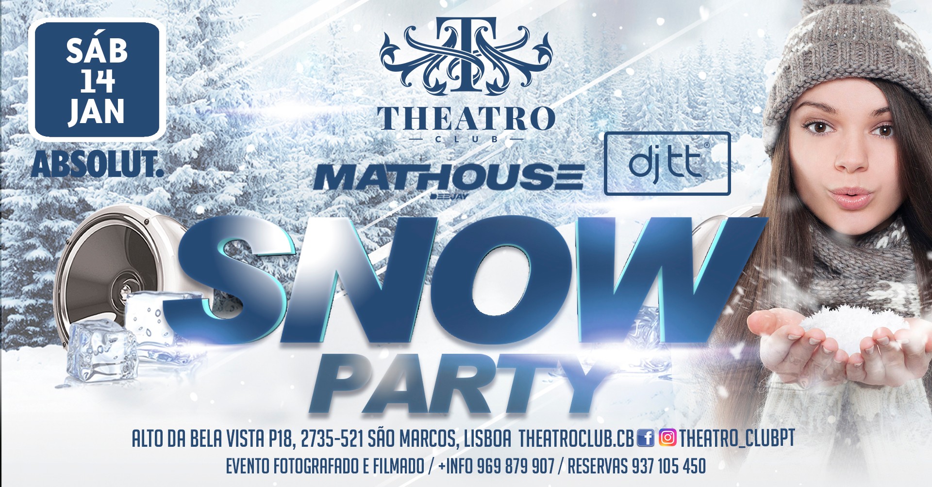 A festa mais fresca do ano chegar dia 14 de Janeiro ao Theatro club. Venha festejar a Snow Party na sua casa de eleição. Música patrocinada por Dj TT e Dj Mathouse. Ngm vai querer perder