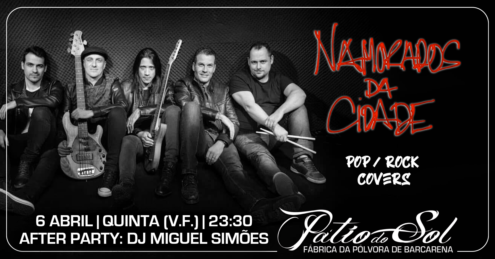 A banda liderada por Miguel Cruz e João Soares regressam ao Pátio do Sol para uma noite de véspera de feriado com os clássicos intemporais e as atuais grandes malhas do Pop e do Rock. Logo a seguir, o enorme DJ Miguel Simões vai arrasar a pista com os clássicos intemporais que prometem pôr todos a dançar. Concerto: 10€ com uma bebida de oferta (pressão). Não são necessárias reservas. Estas só serão necessárias caso queira também jantar.