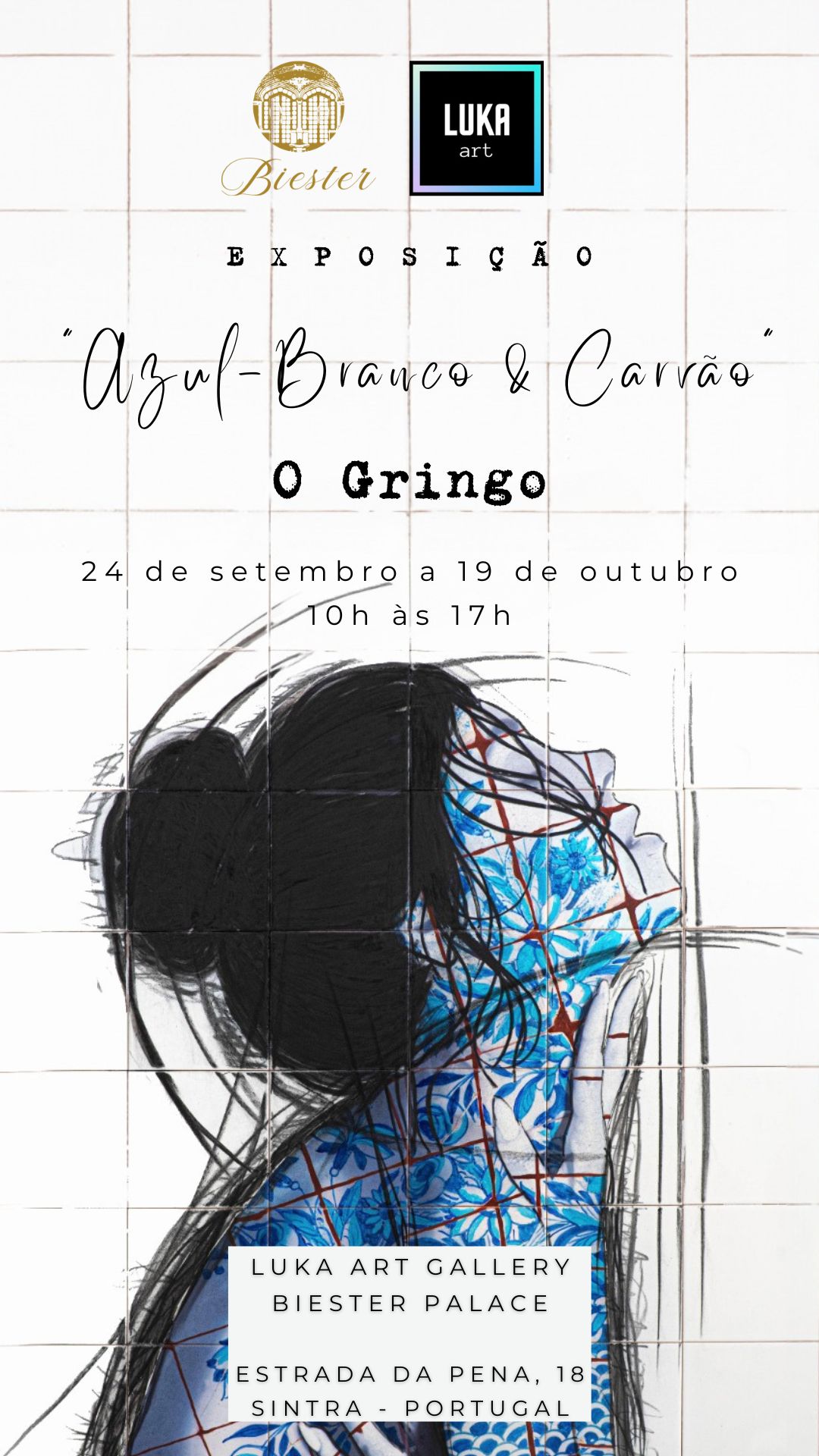 Exposição "Azul - Branco e Carvão" do artista O Gringo