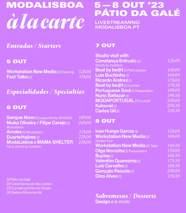 Programação - ModaLisboa 2023 - Lisboa Fashion Week