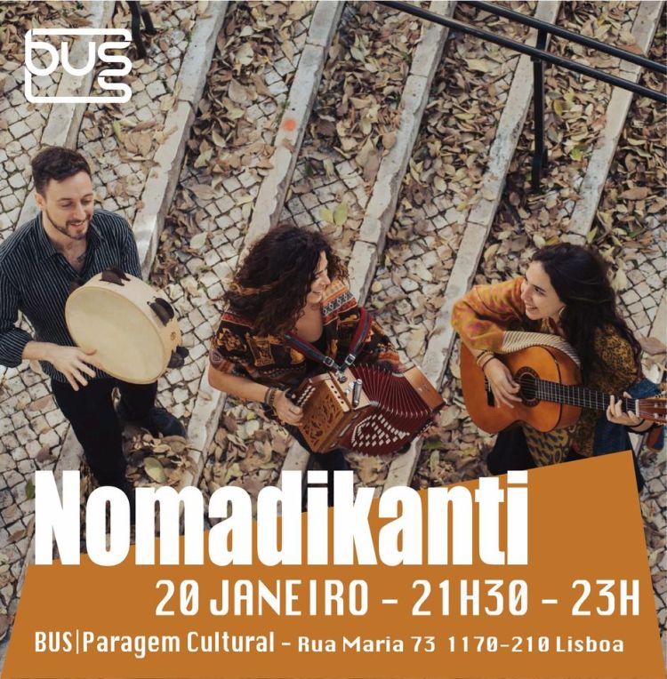 Nomadikanti nasce como um projeto de música tradicional do sul da Itália. O repertório do trio é rico em sonoridades mediterrâneas, tarantella, pizzica, tammurriata e antigas baladas populares, típicas da linguagem musical e cultural do mundo camponês. Rituais pagãos ligados à natureza e canções de amor se interligam em melodias evocativas que desde o mundo antigo foram transmitidas de geração em geração até os dias atuais. Teresa Corrado - voz, organetto diatonico, percussão, lira calabrese. Camilla Piccolo - voz, guitarra, percussão. Ruben Leonardi - voz, percussão. Contribuição para os artistas: 3 busss