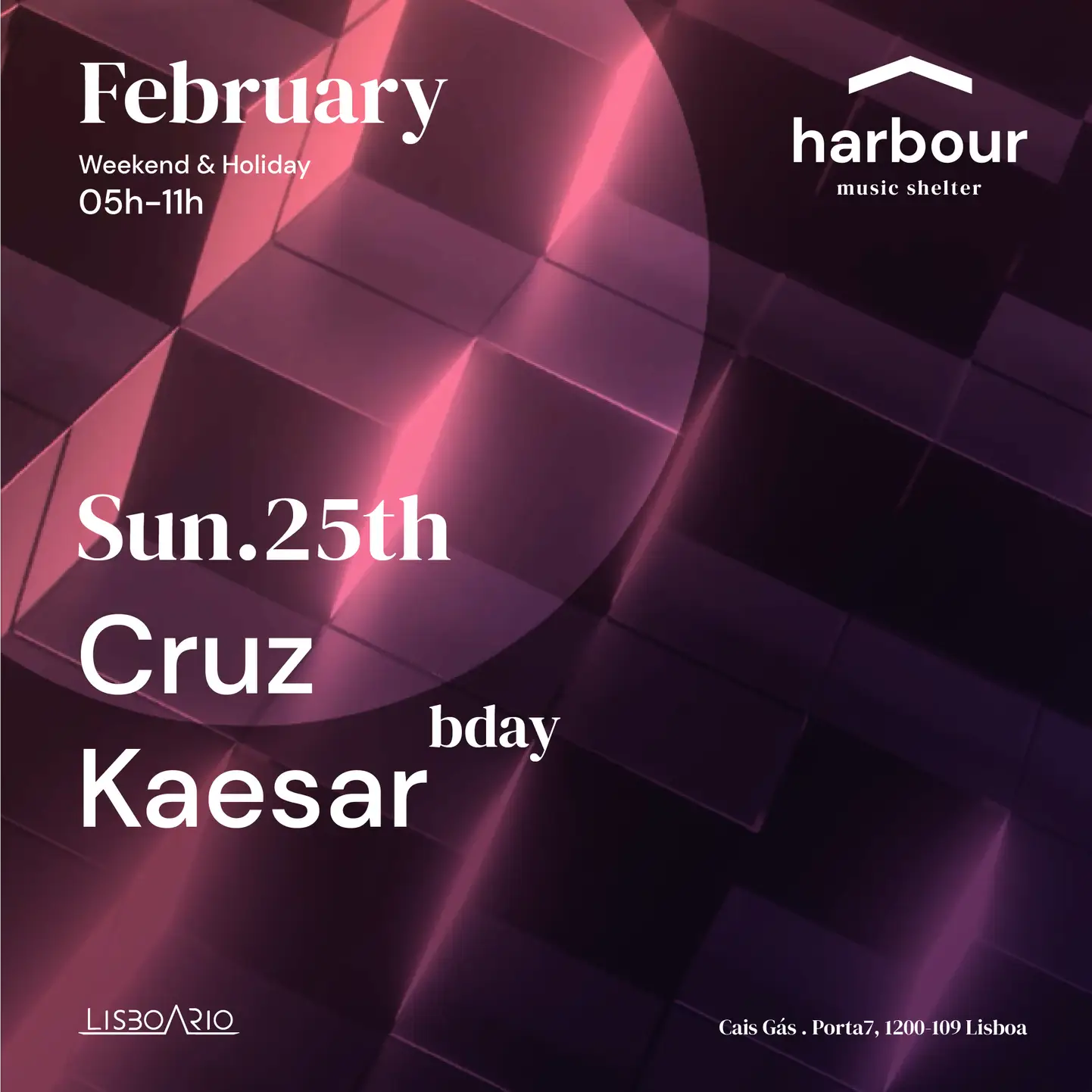 Embraced by the river, under a serene dome of sound and intimacy, we present the most relaxed concept of this effervescent Lisbon. Harbour Music Shelter, a "cozy" atmosphere, Saturdays, Sundays and Holidays from 5am to 11am.