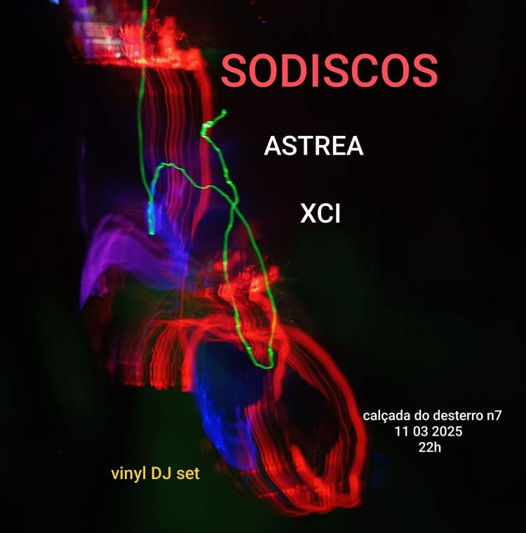 ð¶ SODISCOS – Noite de Vinil ð¶ ð Data: 11 de março de 2025 ð¦ Horário: 22:30 ð Local: DARC - Desterro, Calçada do Desterro, 7 - Lisboa ð° Contribuição: ▫ Cota da associação: 3€ ▫ Contribuição para artistas: 4€ Uma noite dedicada ao puro som dos vinis, com DJ sets de: ð¹ ASTREA (vinyl DJ set) ð¹ XCI (vinyl DJ set) ð¹ SODISCOS (vinyl DJ set) ð¿ Para amantes da música analógica e das vibrações autênticas, esta é uma noite imperdível!