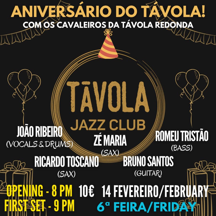Aniversário do Távola! Com os Cavaleiros da Távola Redonda - Live Jazz no Távola Jazz Club