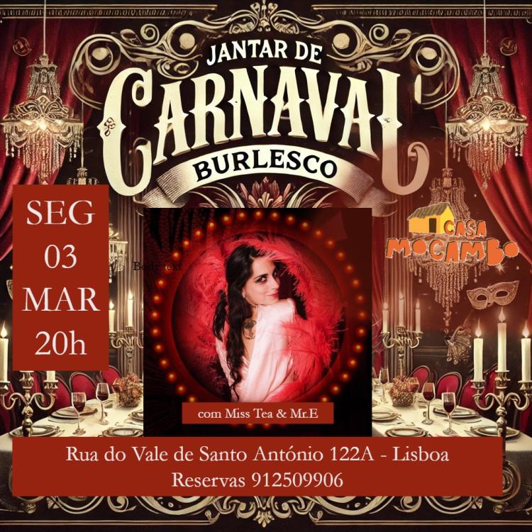 Jantar de Carnaval Burlesco - Cabaret Concerto com Miss Tea & Mr. E