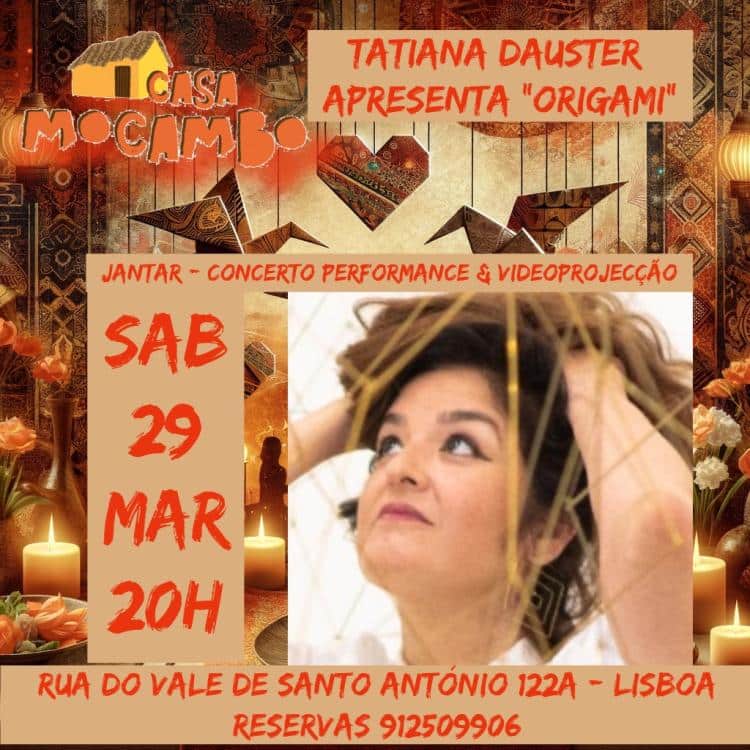 Jantar Concerto Performance e projeção Origami por Tatiana Dauster