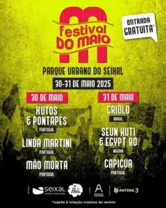 O Festival do Maio 2025 terá lugar nos dias 30 e 31 de maio no Parque Urbano do Seixal. Este evento gratuito celebra a música de intervenção e a liberdade