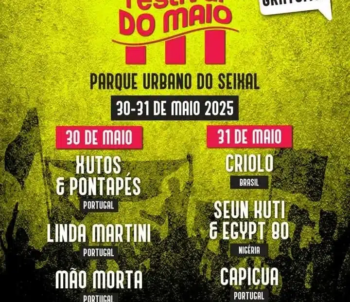 O Festival do Maio 2025 terá lugar nos dias 30 e 31 de maio no Parque Urbano do Seixal. Este evento gratuito celebra a música de intervenção e a liberdade