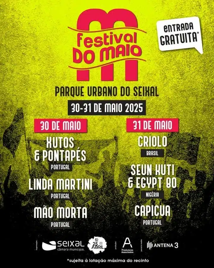 O Festival do Maio 2025 terá lugar nos dias 30 e 31 de maio no Parque Urbano do Seixal. Este evento gratuito celebra a música de intervenção e a liberdade