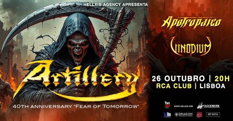ARTILLERY + Apotropaico + Vinodium | Thrash Metal em Lisboa