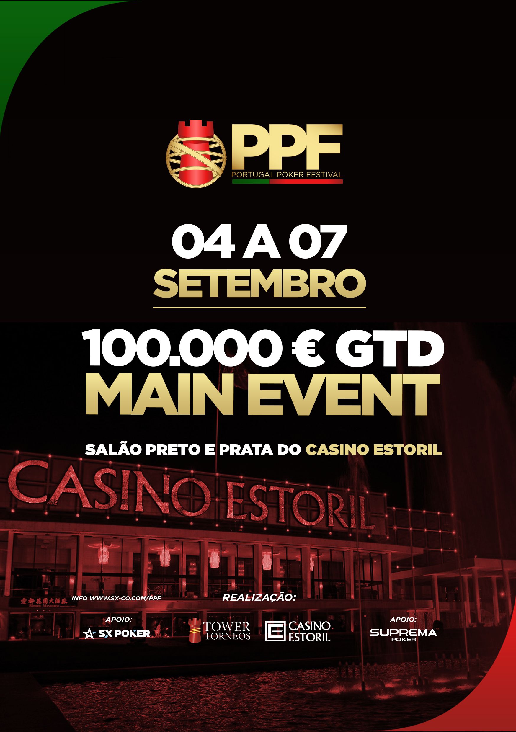 Torneios de poker em setembro no Salão Preto e Prata do Casino Estoril
