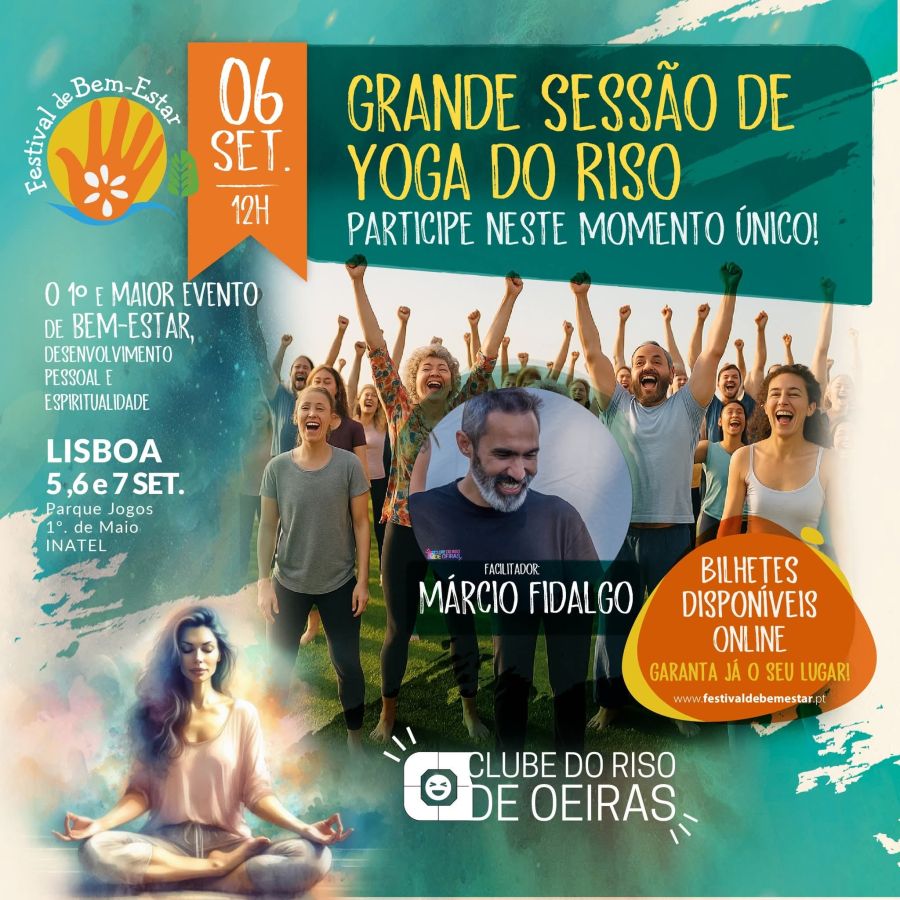 Mega Sessão de Yoga do Riso em Lisboa: gargalhadas e bem-estar no Parque 1º de Maio