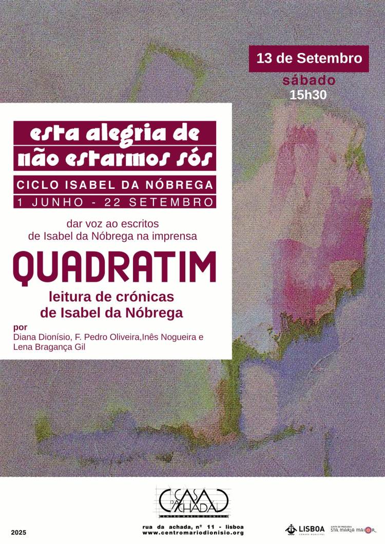 Quadratim - leitura de crónicas de Isabel da Nóbrega