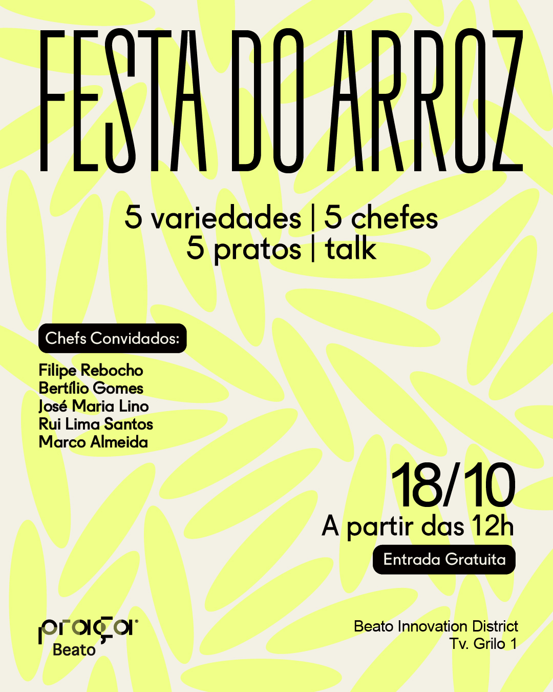 FESTA DO ARROZ · Praça Beato · 18 Outubro