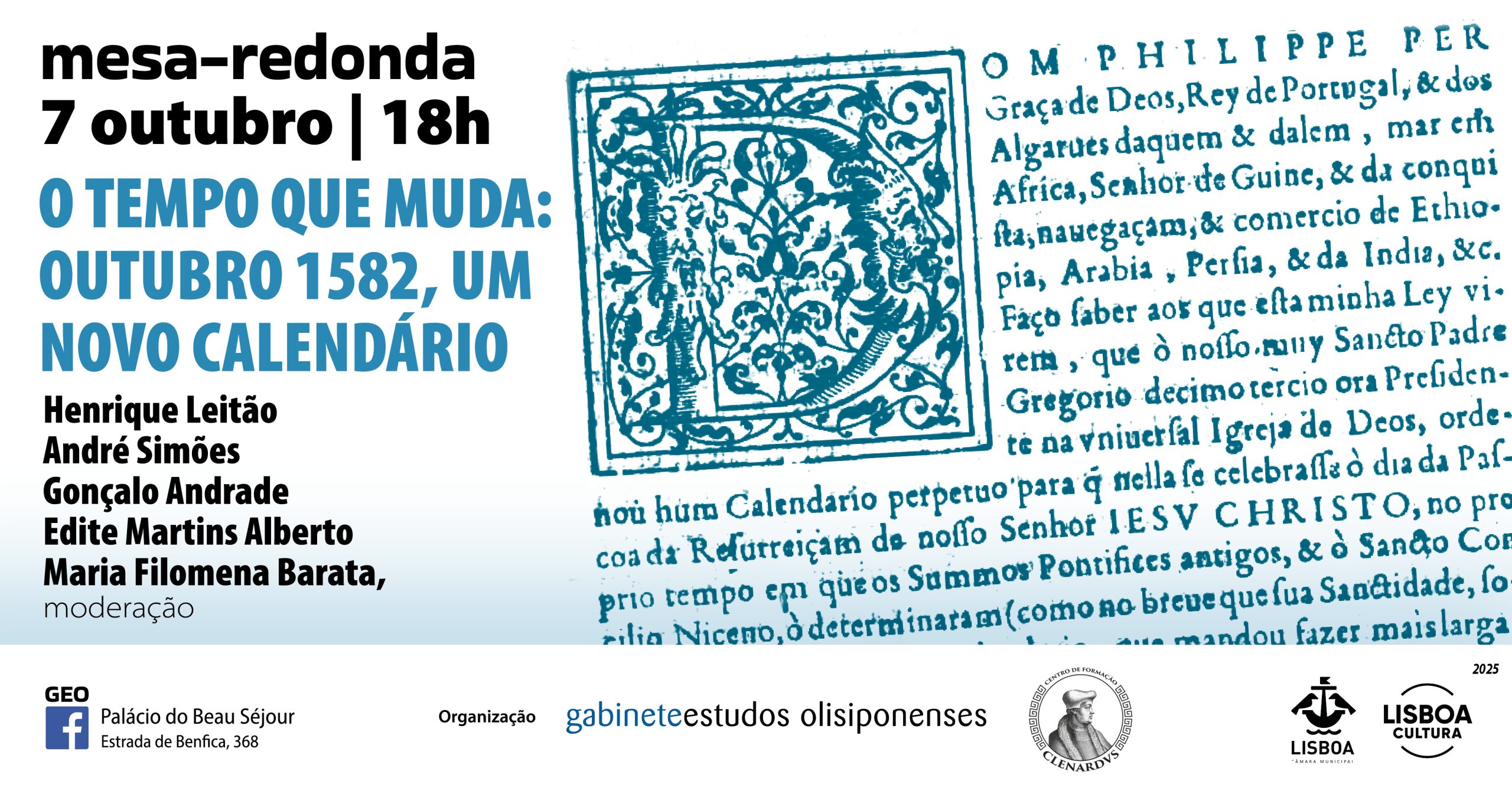 Mesa redonda “O tempo que muda: outubro 1582, um novo calendário”