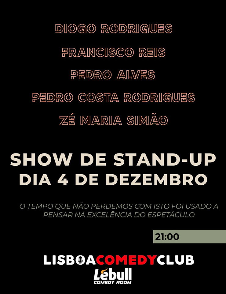 Lisboa Comedy Club apresenta noite de stand-up a 4 de dezembro