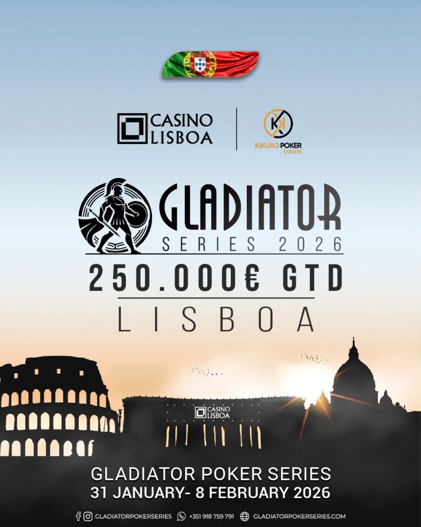Com um prémio garantido de 250 mil euros, a Gladiator Poker Series decorre, de 31 de janeiro a 8 de fevereiro