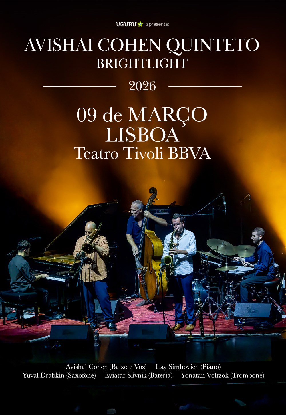 Avishai Cohen Quinteto apresenta jazz contemporâneo