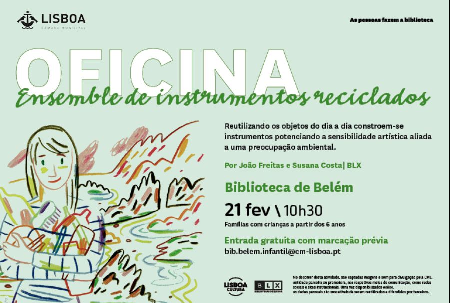 Oficina Infantil de Instrumentos Reciclados na Biblioteca de Belém