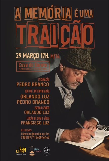“A Memória é uma Traição” – Teatro intimista no Casa do Coreto