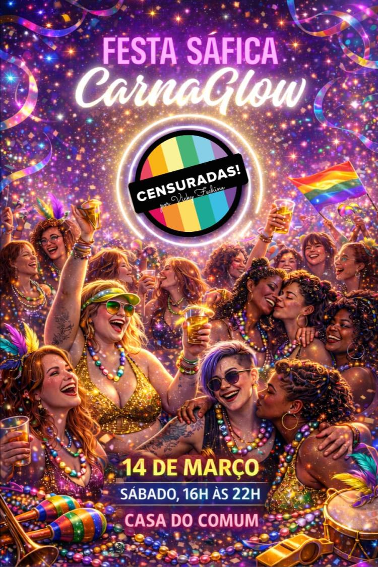 Festa Sáfica “Censuradas! CarnaGlow” na Casa do Comum