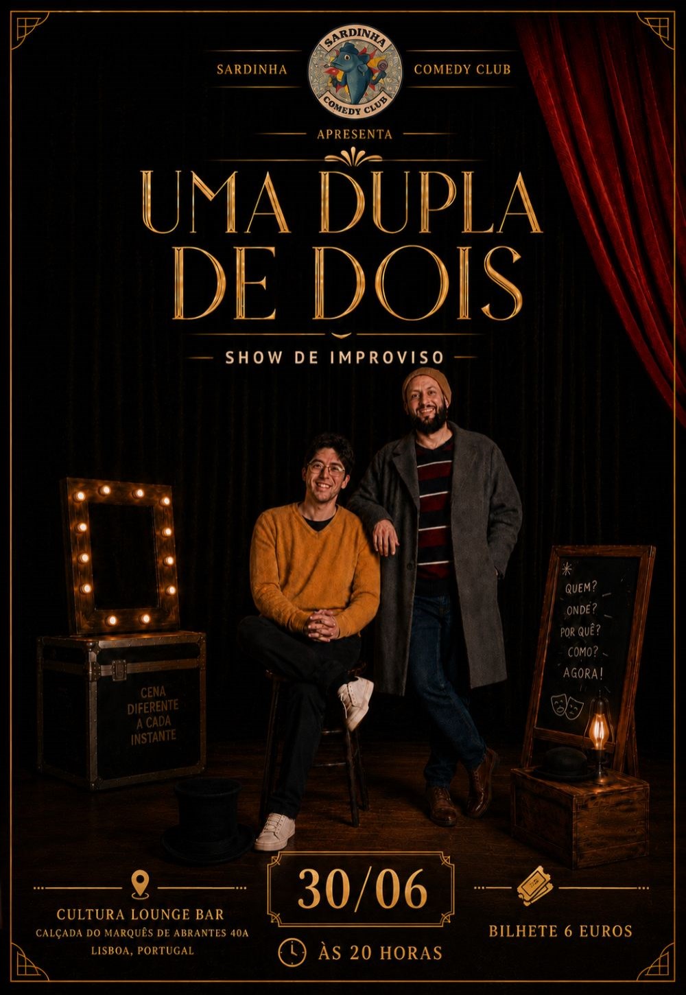 Uma Dupla de Dois leva improviso ao Cultura Lounge Bar