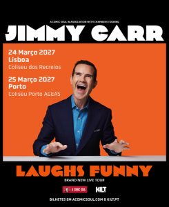 Jimmy Carr atua no Coliseu dos Recreios em março de 2027 com a digressão “Laughs Funny”