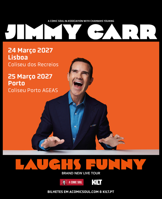 Jimmy Carr atua no Coliseu dos Recreios em março de 2027 com a digressão “Laughs Funny”