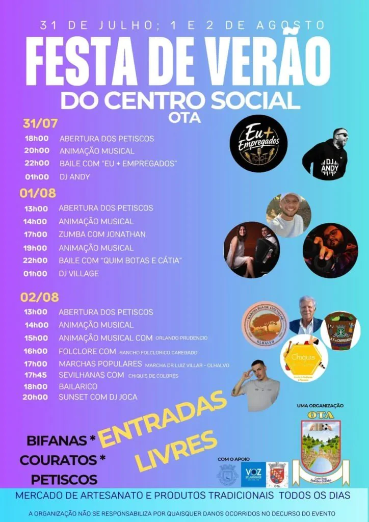 Festa de Verão de Ota 2026 traz três dias de bailes, folclore, DJs e petiscos a Alenquer