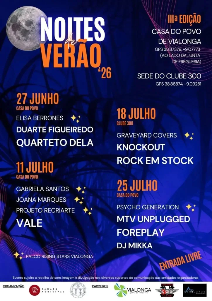 Noites de Verão 2026 animam Vialonga com quatro noites de música gratuita