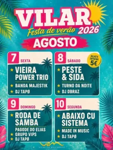 Festa de Verão de Vilar 2026 recebe Peste & Sida, Vieira Power Trio e Abaixo Cu Sistema