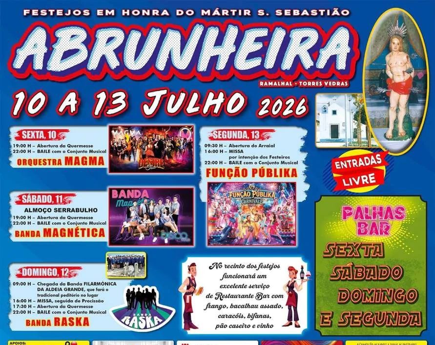 Abrunheira celebra S. Sebastião 2026 com quatro dias de arraial e música