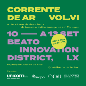 O festival de arte regressa ao Beato para a sua sexta edição! De 10 a 13 de setembro, a Corrente de Ar vai reunir 129 artistas numa exposição coletiva dedicada à criação contemporânea. ð Beato Innovation District, Lisboa ð 10 a 13 de setembro ð️ Entrada gratuita Horários: 10 setembro | 19h–22h30 11 setembro | 17h30–21h30 12 setembro | 15h–19h 13 setembro | 15h–19h Uma oportunidade para descobrir novos artistas, conhecer diferentes linguagens e passar por um dos espaços culturais que já faz parte da história da Corrente de Ar.